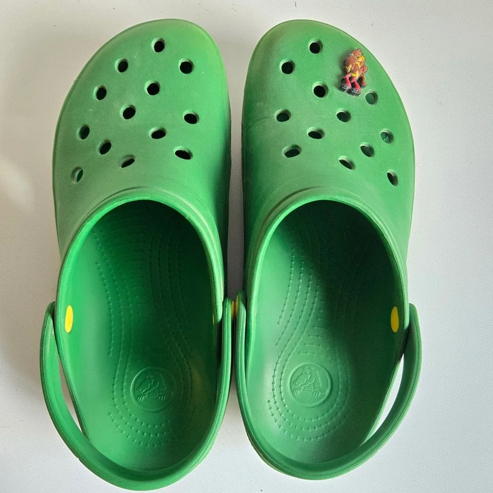 Crocs Retro Runner Green Yellow Clogs Mens 9 Womens 11 Scooby Doo Jibbitz Charm